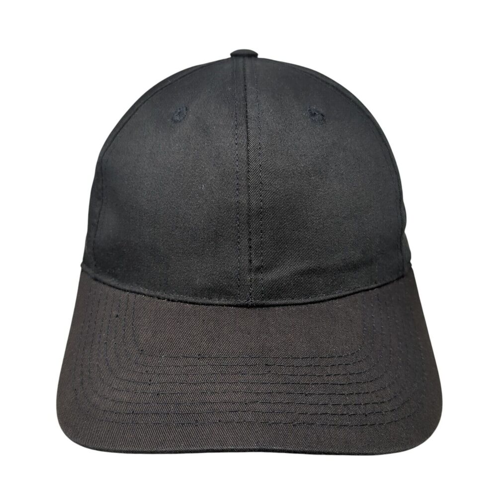 Roebucks Slideback Hat Black One Size Adjustable Vented Holes 6 Panel Blank